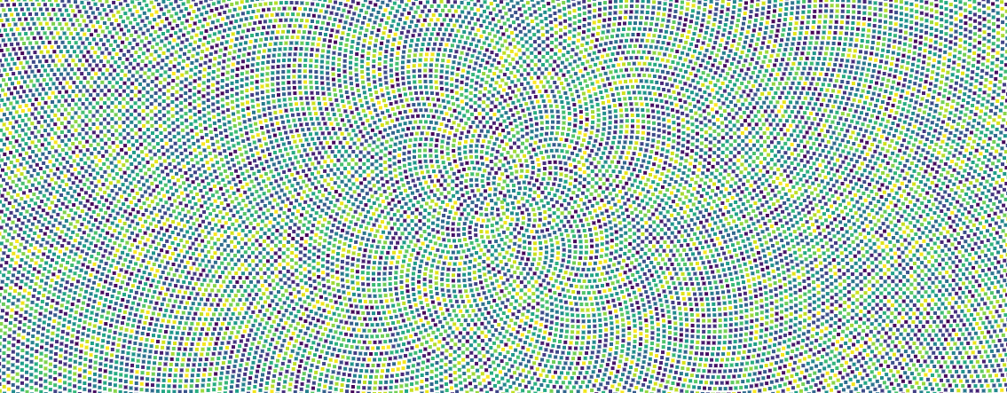 Many points on canvas in phyllotaxis layout