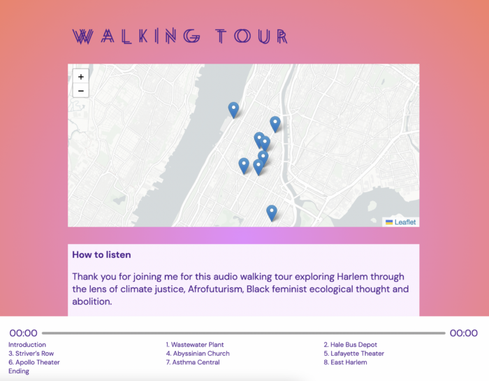 a screenshot of the Walking Tour. Main text reads: 